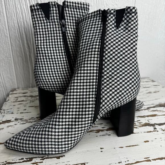 Jeffrey Campbell Coma Houndstooth Pointed Toe Bootie Boots Heel Women's Size 9 - Picture 5 of 10